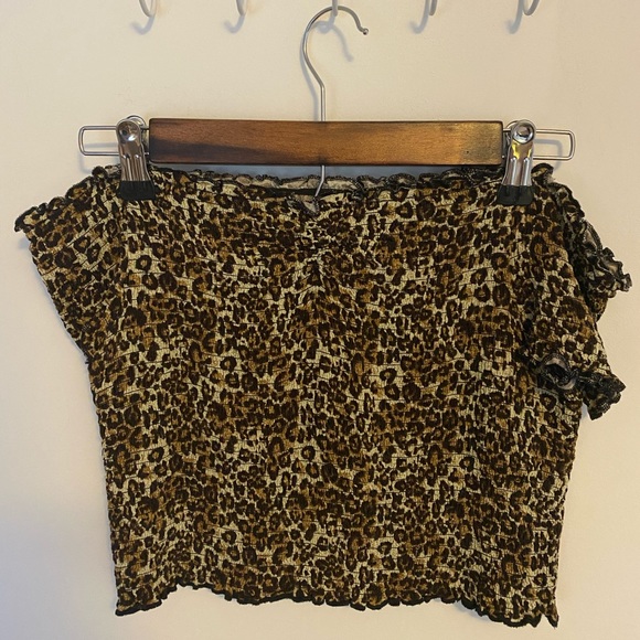 kendall and kylie off shoulder cheetah print top - Picture 1 of 3